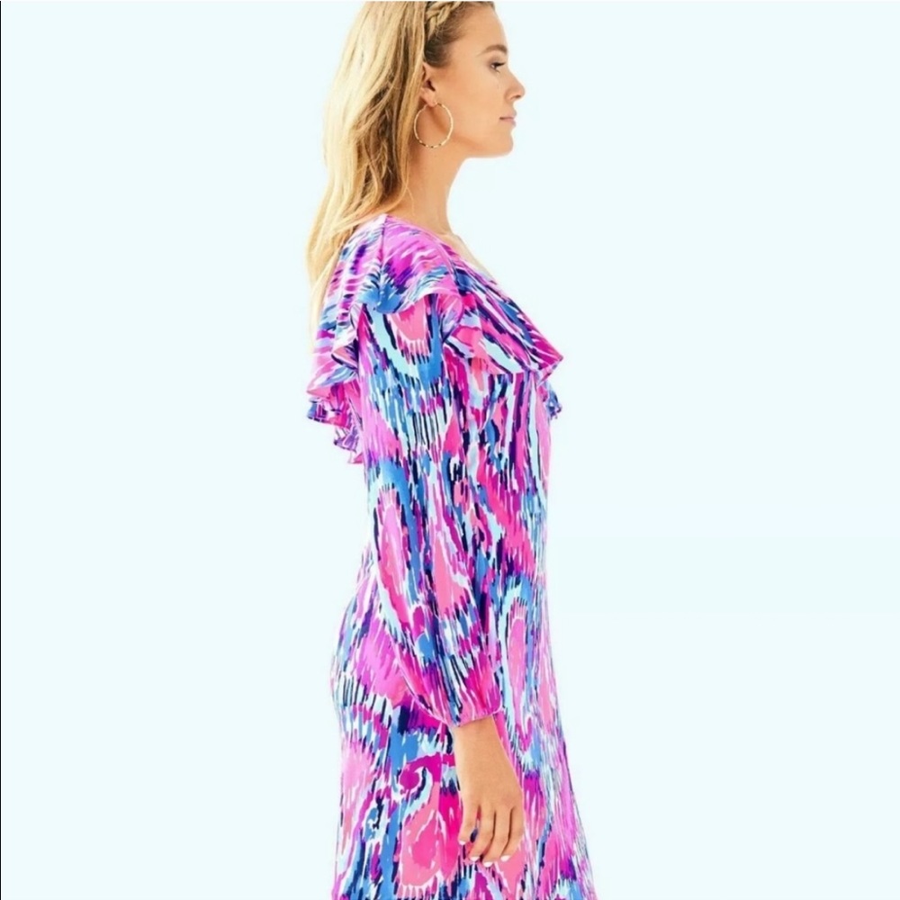 NWOT Lilly Pulitzer One-Shoulder Amante Silk Dress - Picture 7 of 10